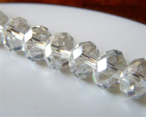 50pcs 6x8mm Faceted Crystal Rondelles Clear AB BeadsForEwe