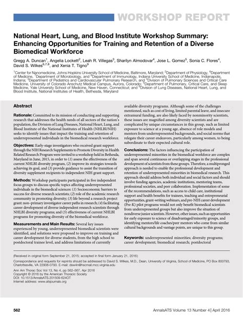 Pdf National Heart Lung And Blood Institute Workshop Summary