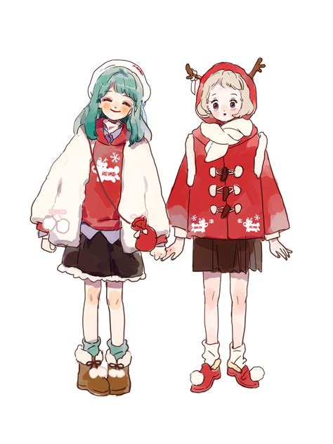 Safebooru 2girls Absurdres Ankle Socks Antler Ribbon Antlers Aqua Hair Aqua Socks Bag Beanie