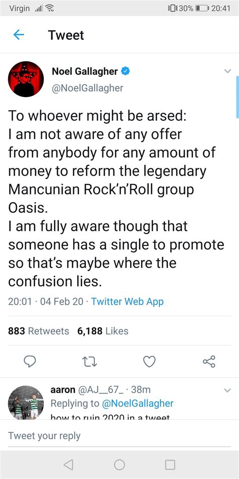 Noel S Response To Liam S Tweet R Oasis