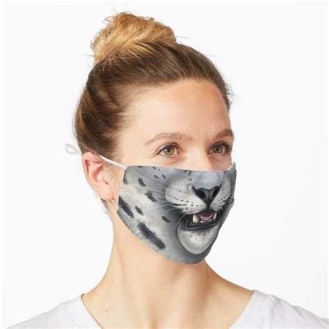 Snow Leopard Face No Blep Mask For Sale By Sidianarts Redbubble