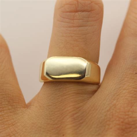Yellow Solid Gold Bold Signet Ring For Men Vicstonenyc Fine Jewelry