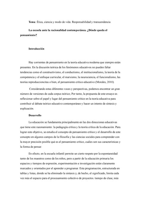 Educacion Y Cultura La Escuela Ante La Racionalidad Contempor Nea