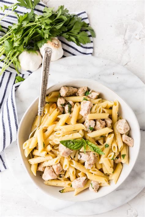 Roasted Garlic And Herb Penne Pasta With Pork Easy Peasy Meals