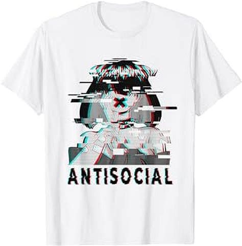 Antisocial Anti Social Anime Goth Girl Vaporwave Glitch S T Shirt