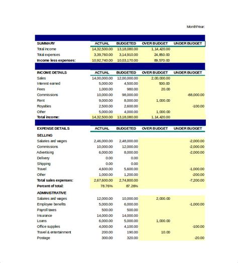 Budget Spreadsheet Template