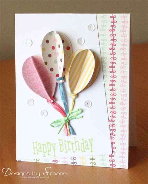 Birthday Balloons Card Birthday Card Craft Handmade Birthday Cards