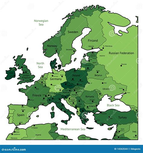 Green Map Of Europe Stock Images - Image: 14363544