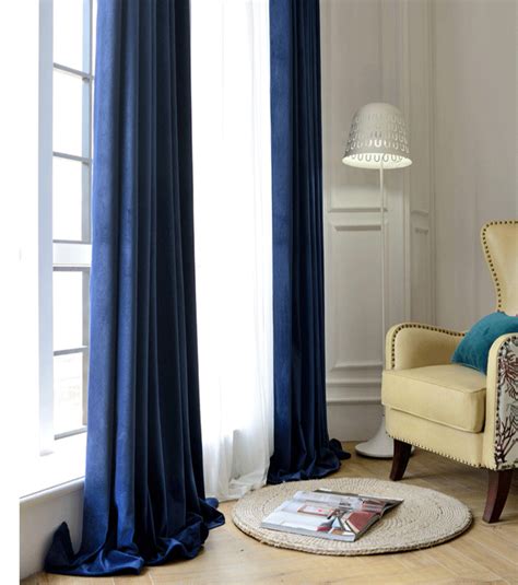 Pair Of Velvet Curtains In Navy Blue Custom Curtains