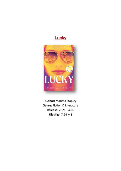 Ppt Pdf Free Download Lucky By Marissa Stapley Powerpoint