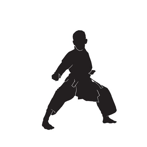 young male karate kata vector silhouette wearing uniform called keikogi ...