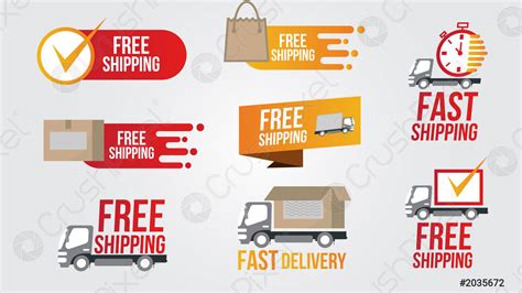 Free And Fast Shipping Delivery Icons And Buttons Pack Logistics