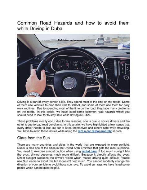 Ppt Common Road Hazards And How To Avoid Them While Driving In Dubai