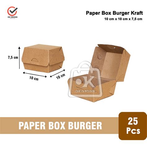 Jual Box Burger Kraft Dus Burger Kotak Kemasan Makanan 25 Pcs Di