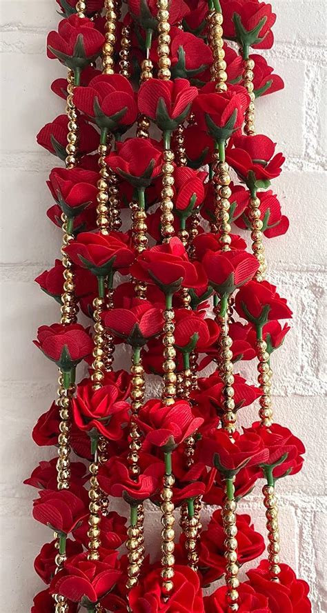 Buy Atreya Artificial Red Rose Gulab Garland Flowers In Each