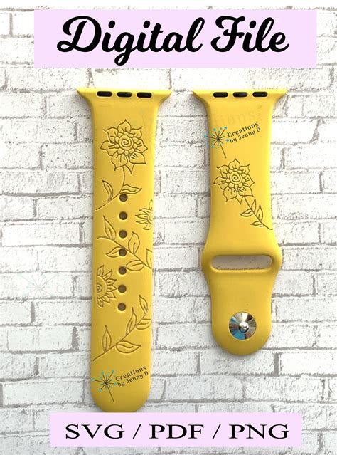 Hand Drawn Flower Floral File For Silicone Apple Watch Bands Floral Engrave File Laser File