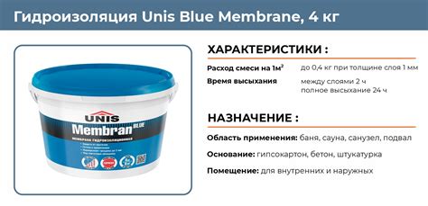 Гидроизоляция полимерная эластичная Unis Blue Membrane 4кг купить в ...
