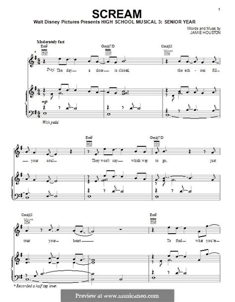 Scream (High School Musical 3) by J. Houston - sheet music on MusicaNeo