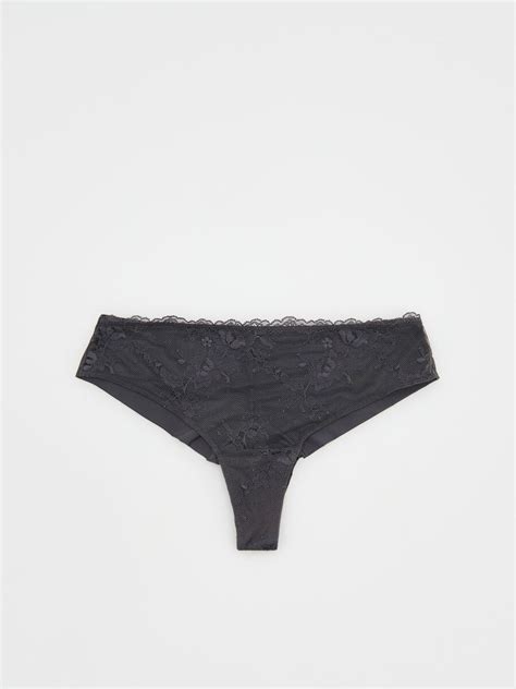 Majtki bikini z koronką Kolor szary RESERVED BJ X