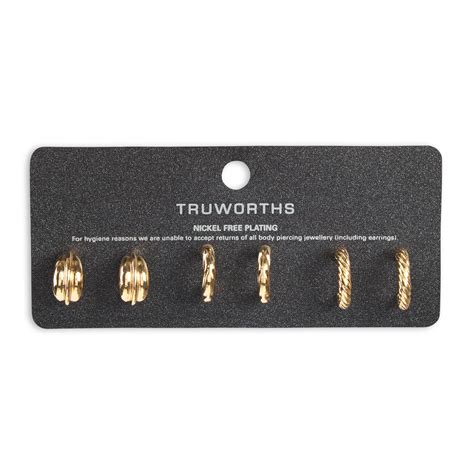 3 Pack Gold Hoop Earrings 3106049 Truworths