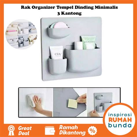 Jual Rak Dinding Tempel Organizer Minimalis Kantong Pouch Kamar Ruang