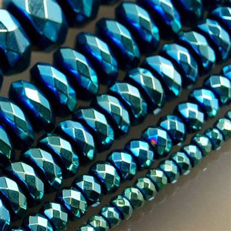 Faceted Hematite Rondelle Gemstone Round Loose Beads On A 15 5 Strand