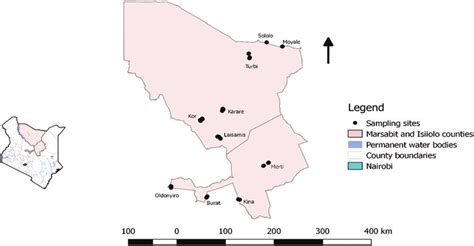 Map Of Marsabit And Isiolo Counties Showing Sampling Sites The Inset