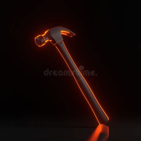 Claw Hammer With Bright Glowing Futuristic Orange Neon Lights On Black