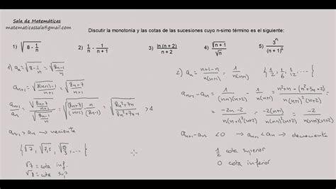 Sucesiones Ejercicio Monotonía Y Acotación 4 Youtube