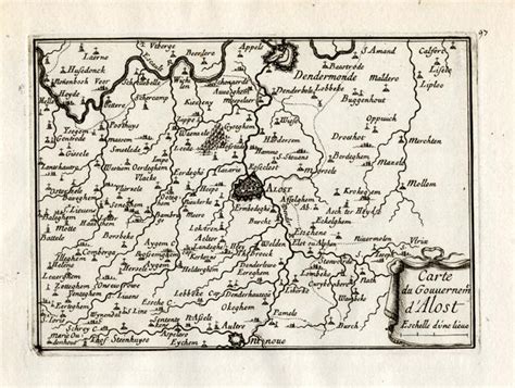 Antique Map Aalst Dendermonde Belgium Beaulieu Carte