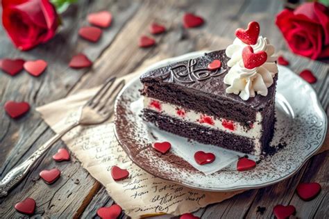 Premium Photo Romantic Valentines Day Chocolate Cake Slice