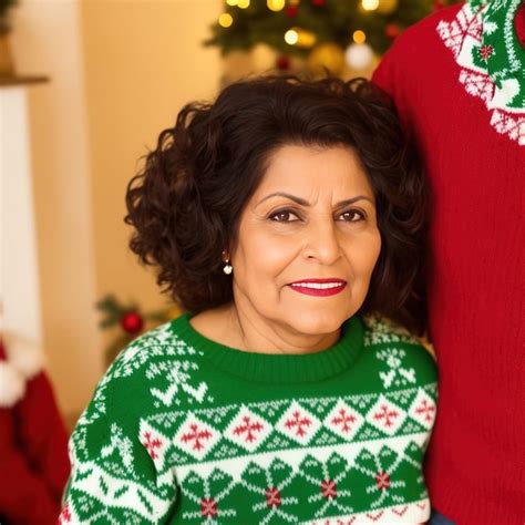 Premium Photo Ai Generated Latina Mother In A Christmas Sweater