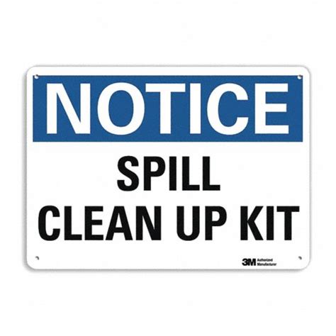 Lyle Notice Sign Spill Clean Up Kit Sign Header Notice Plastic 10 In X 14 In 44uv27 U5