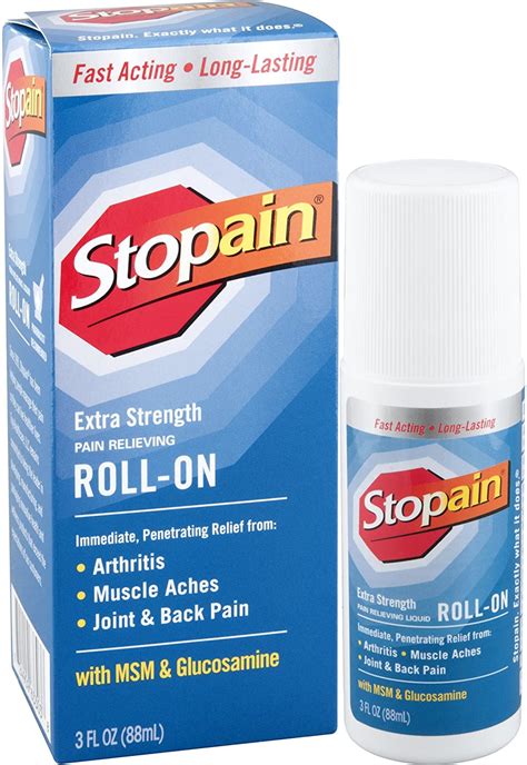 Stopain Extra Strength Pain Relief Roll On 3 Ounce Mess Free And Easy