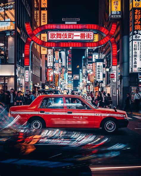 HD wallpaper: Simon Zhu, Tokyo, urban, taxi, neon, cityscape, car ...