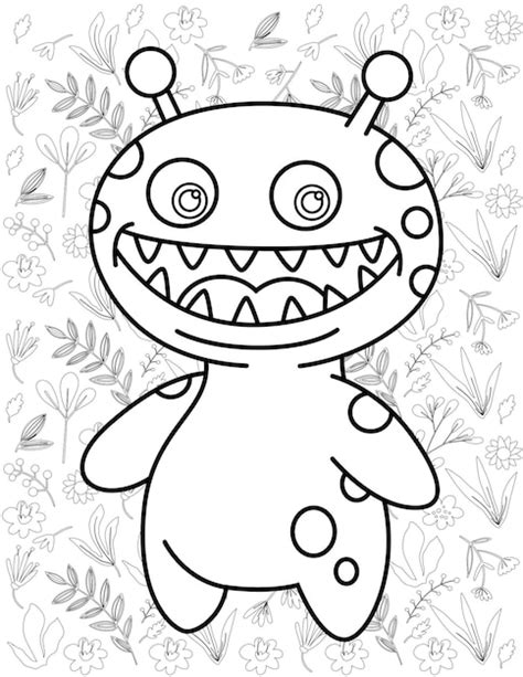 Page De Coloriage De Monstre Vecteur De Monstre Monstre Blanc Et Noir