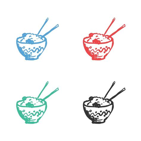 Rice Bowl Icon Rice Bowl With Chopsticks Icon Asian Cuisine Rice Bowl Logo Design With Spoon