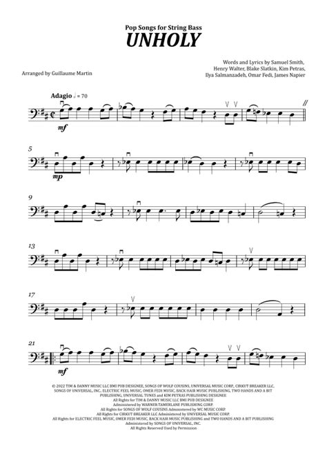 Unholy Arr Guillaume Martin Sheet Music Sam Smith Feat Kim Petras