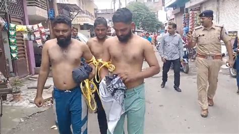 Police Took Out The Procession Of Miscreants Half Naked For Stone