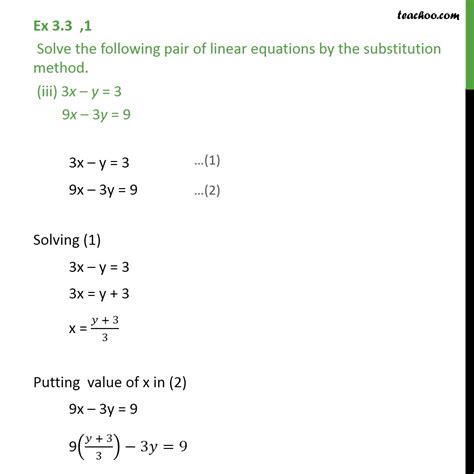 Ex 3 3 1 Solve By Substitution Method I X Y 14 Ex 3 3