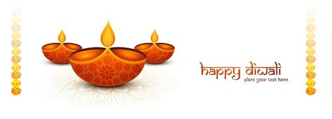 Free Vector Happy Diwali Wishes Banner With Realistic Diya