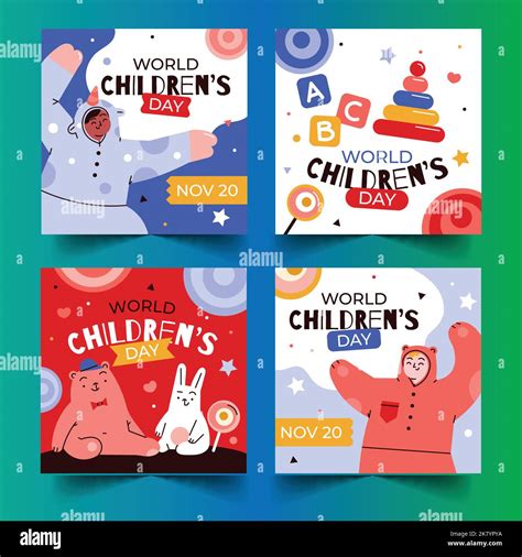 Hand Drawn Flat World Children S Day Banners Collection Vector Design