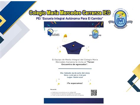 Invitaci N Iii Encuentro De Egresados Colegio Mar A Mercedes Carranza I