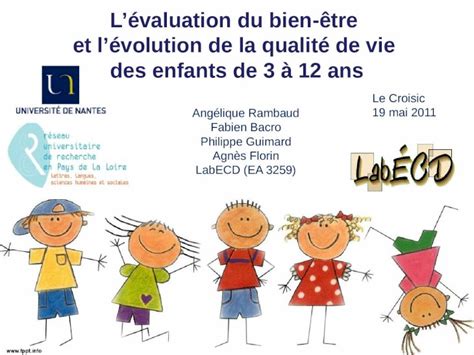 PPT Lévaluation du bien être et lévolution de la qualité de vie des