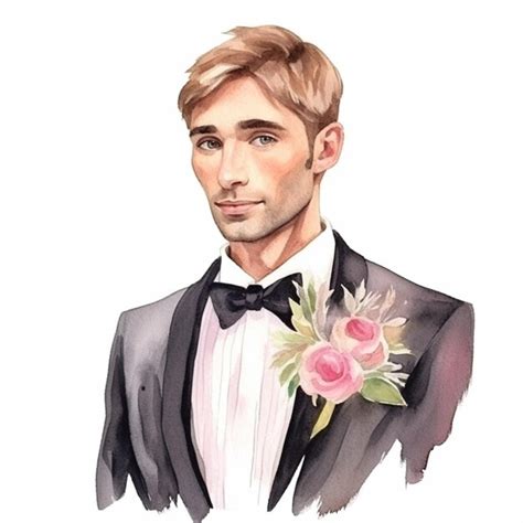 Premium Ai Image There Is A Watercolor Painting Of A Man In A Tuxedo