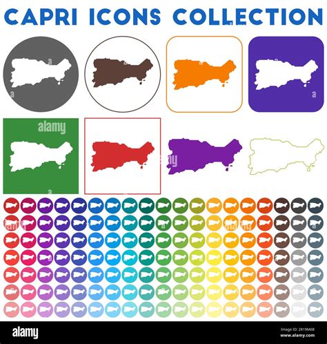 Capri Icons Collection Bright Colourful Trendy Map Icons Modern Capri