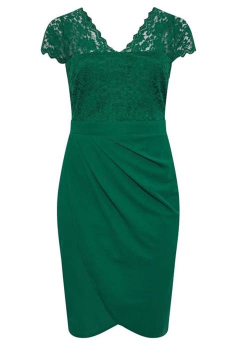 Yours London Plus Size Green Lace Midi Dress Yours Clothing