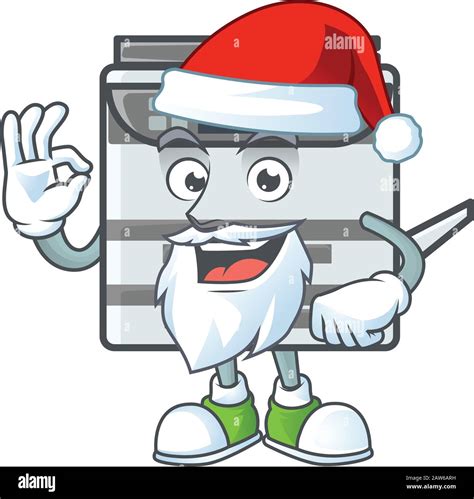 A Lovely Santa Professional Office Copier Mascot Picture Style With Ok