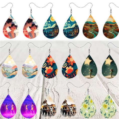 Tear Drop Earring Sublimation Design Bundle Vol Etsy