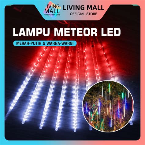 Jual Lampu Meteor LED Warna Warni 50cm 8 Batang Lampu Hujan Merah